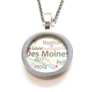 Des Moines Iowa carte collier pendentif