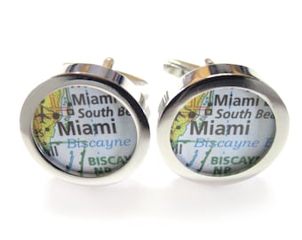 Miami Florida Map Cufflinks