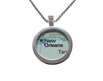 New Orleans Louisiana Map Pendant Necklace