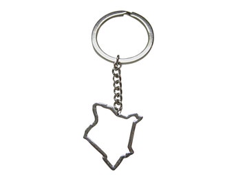 Silver Toned Kenya Map Outline Pendant Key Chain