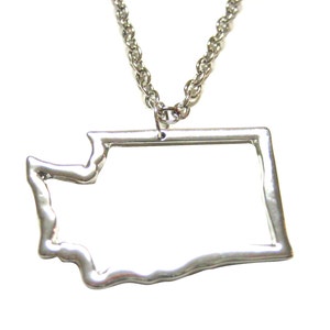 Zilver gestemde Washington State kaart overzicht hanger ketting