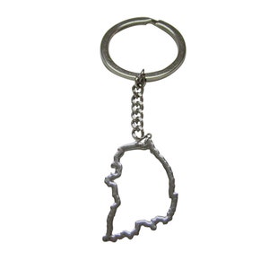 Silver Toned South Korea Map Outline Pendant Key Chain