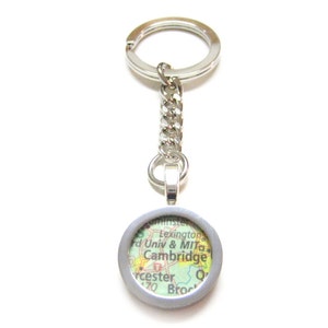 Cambridge Massachusetts and MIT Map Pendant Keychain