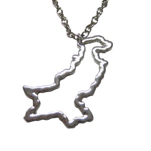 Silver Toned Pakistan Map Outline Pendant Necklace