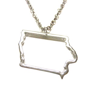 Argent aux tons Iowa State carte contour pendentif