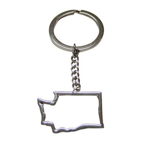 Zilver gestemde Washington kaart overzicht hanger sleutelhanger