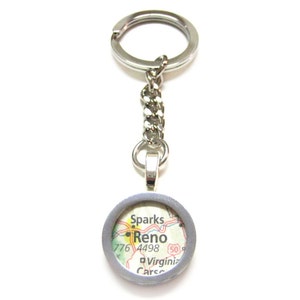 Chaveiro com pingente de mapa de Reno Nevada