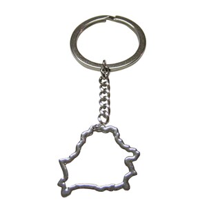 Silver Toned Belarus Map Outline Pendant Key Chain