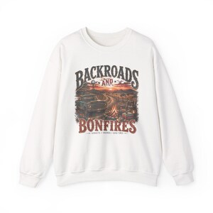 Vintage sweatshirt Backroads & Bonfires, T-shirt met landelijke levensstijl | Rustiek western sweatshirt met ronde hals afbeelding 3
