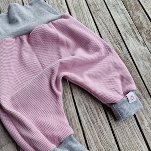 Pants, bloomers for babies and children, baby pants, soft pants, grow-with-you pants for babies, waffle jersey pants, pink, rose, children&#39;s pants