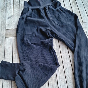Muslin pants for women | airy pants made of muslin | pump pants | black | summer pants | wide pants | culottes | women&#39;s size s to xxl light pants