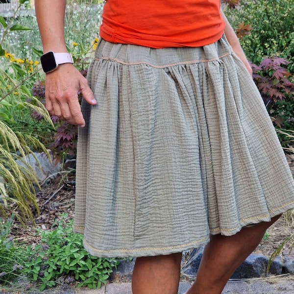 Skirt Summer Summer Collection No 5 S - XL Muslin skirt summer, women's skirt, light summer skirt for women army green, swing skirt, ruffles