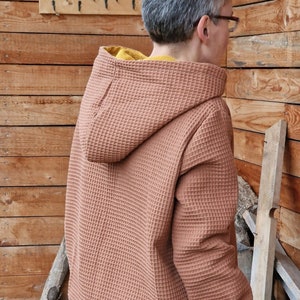 Waffle Muslin Hoodie, Hooded Sweatshirt, Hoodie, Sweater for Women Made of Cotton, Top Made of Muslin Oversized Waffle Sweater