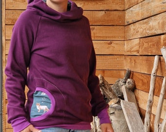 Pull LT Surfer * Sweat à capuche * Rétro* Pull * Animaux de la forêt avec poches Sweat à capuche pour femme * Pull * Sweat-shirt * Jumper * Jersey gaufré