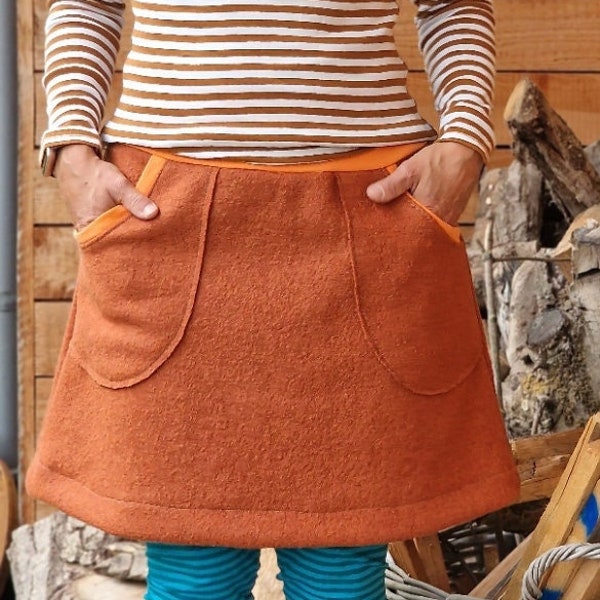 Winter skirt walk skirt hip skirt s -XL skirt for women, skirt made of wool, wool skirt, winter skirt, women's skirt, rust, boiled wool, eco fashion