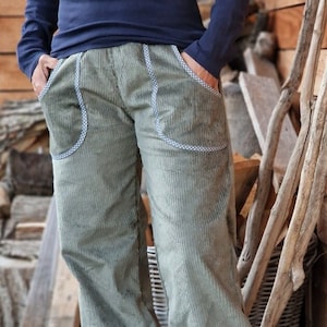 Corduroy pants * TAKE it AWAY * Women long climbing pants women&#39;s pants made of corduroy, olive green pants made of corduroy, harem pants, pants made of corduroy, loose fit, corduroy pants