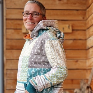 Outdoor hoodie made of quilted hoodie, hoodie, sweater for women made of robust quilted material, top made of quilted oversized jacket jacket sweater