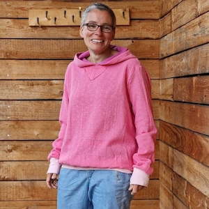Muslin hoodie, hooded sweatshirt, hoodie, sweater for women made of cotton, top made of muslin summer sweater muslin sweater pink