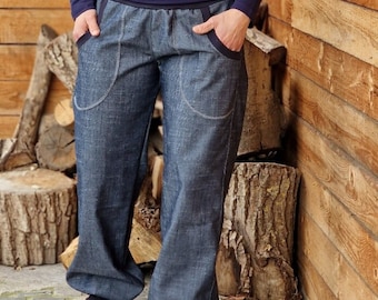 Jeans pants * TAKE it AWAY * Women long blue used look, baggy pants made of jeans, women's pants, jeans pants for women, women's jeans pants comfortable, casual