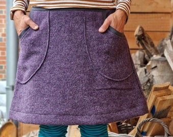 Winter skirt walk skirt hip skirt s -XL skirt for women, skirt made of wool, wool skirt, winter skirt, women's skirt, purple, boiled wool, eco fashion