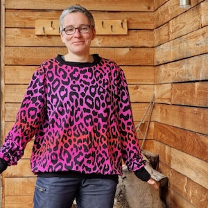 Sweatshirt oversized pullover ** Stella** Retro leo pink shirt for women Women&#39;s shirt with long sleeves dotted, BOHO, women&#39;s sweater, sweater