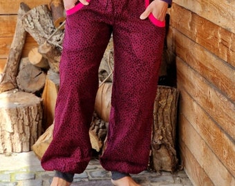 Corduroy trousers * TAKE it AWAY * Women's long climbing trousers, women's trousers made of corduroy, olive dot trousers made of corduroy, bloomers, trousers made of corduroy, loose fit, corduroy trousers