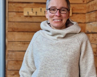 Walk hoodie * Hoodie * Retro * Walkloden * Wool sweater * * Sweater * Hoodie for women * Outdoor * Sweatshirt * Pullover * warm natural
