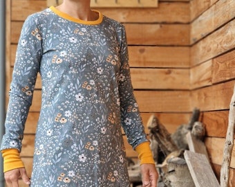 Jersey dress * Marie * S-XXL, dress for women, cuddly dress, sweat dress, cozy dress, floral, winter dress, women's dress, long sleeve dress