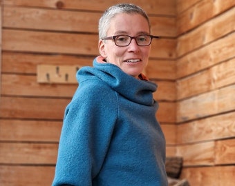 Walk sweater * with high collar * Retro * Walkloden * Wool sweater * Sweater for women * Outdoor * Sweatshirt * Sweater warm oversized Scandi