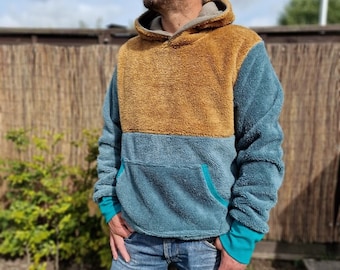 Outdoor hoodie made of plush, hooded sweatshirt, hoodie, sweater for men made of teddy, fleece top made of fleece oversized jacket jacket sweater