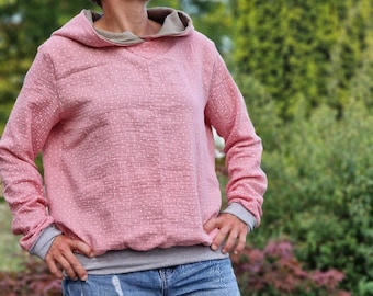 Musselin Hoodie , Kapuzenpulli,  Kapuzenpullover,  Pulli für Damen aus Baumwolle,  Oberteil aus Musselin Sommerpulli Musselinpullover Punkte