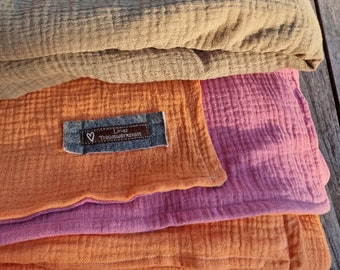Large muslin blanket Blanket made of muslin colors freely selectable, 4-ply cuddly blanket, wellness summer blanket, bedspread