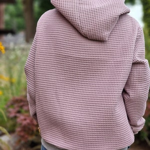 Waffel Musselin Hoodie , Kapuzenpulli, Kapuzenpullover, Pulli für Damen aus Baumwolle, Oberteil aus Musselin Oversized Waffelpullover Bild 3