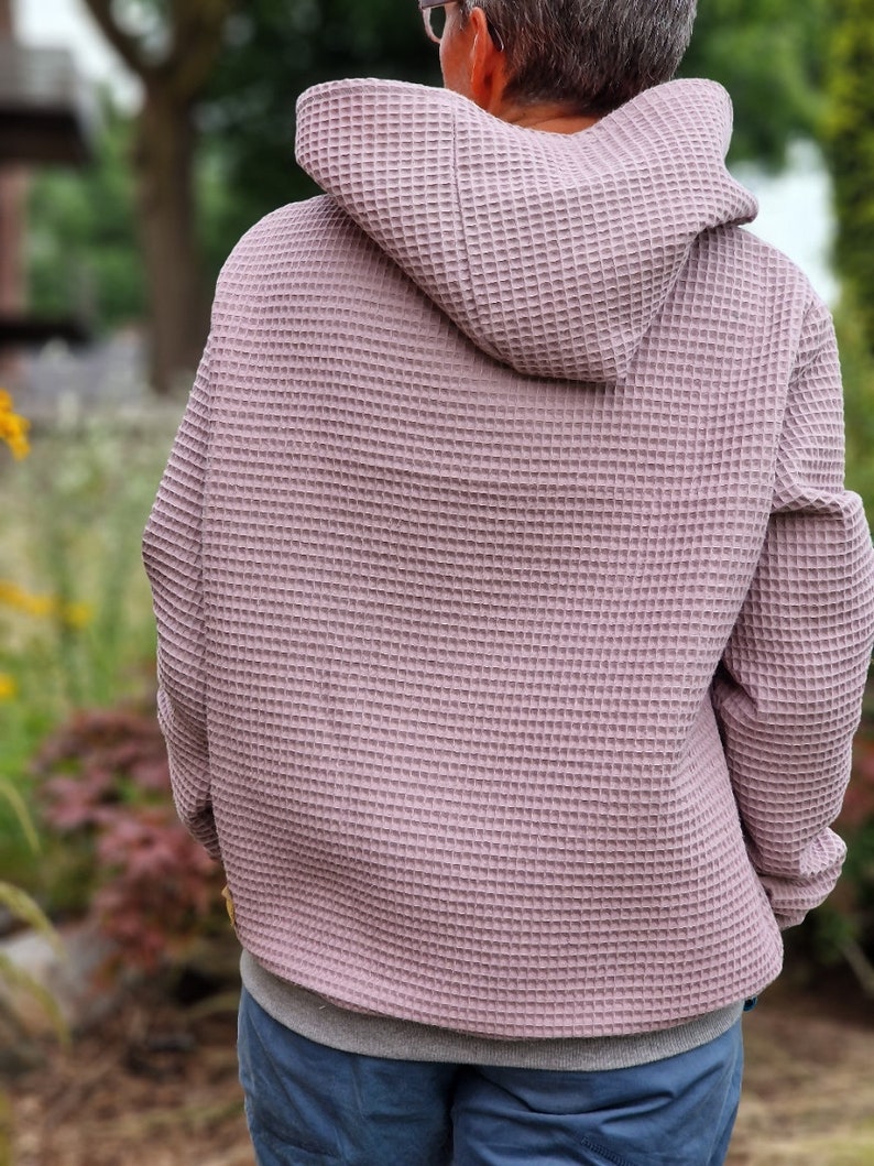 Waffel Musselin Hoodie , Kapuzenpulli, Kapuzenpullover, Pulli für Damen aus Baumwolle, Oberteil aus Musselin Oversized Waffelpullover Bild 3