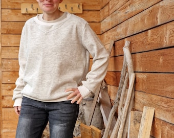 Merino wool boiled wool sweater * Wool sweater * Sweater * Women's sweater * Outdoor * Sweatshirt * Warm oversized wool sweater, natural