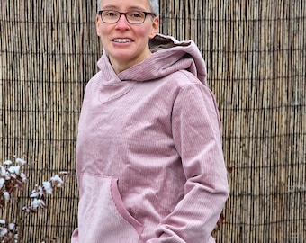 Zachte corduroy trui voor dames, hoodie, sweatshirt met capuchon, corduroy top voor baby's, oversized retro trui