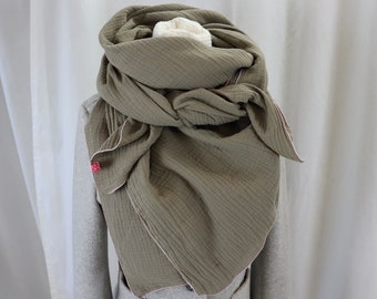 Muslin cloth XXL cloth women's scarf khaki mud women's scarf made of muslin, soft scarf for women, neckerchief, triangular scarf muslin