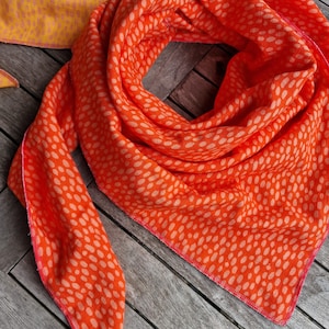 Muslin scarf XXL scarf ladies scarf orange pink ladies scarf, scarf made of muslin soft cloth, autumn colour triangular scarf for ladies, ladies scarf