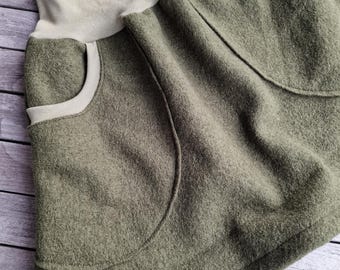 Winter Rock Walkrock  Hüftrock s -XL Rock für Damen , Rock aus Wolle,  Wollrock, Winterrock , Damenrock , oliv , gekochte Wolle, öko mode