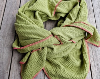 Bufanda de muselina Bufanda XXL Bufanda de mujer Bufanda de verano Color del borde Bufanda para mujer hecha de muselina, accesorio de bufanda suave para mujer