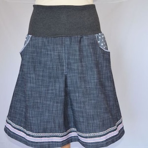 Skirt Retro Jeans with box pleat hip skirt S - XL ladies skirt, denim skirt for ladies, comfortable skirt