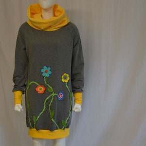 Sweat dress with large collar dress Luise retro flowers flower flower dress made of sweat, sweatshirt dress women&#39;s dress sweat dress for women