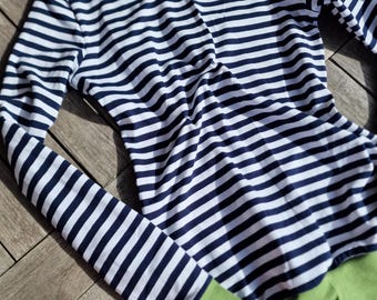 Long-sleeved shirt ** Hannah ** Retro stripes turquoise stripes, maritime, shirt for women, women's shirt with long sleeves, size s - xxl, striped shirt