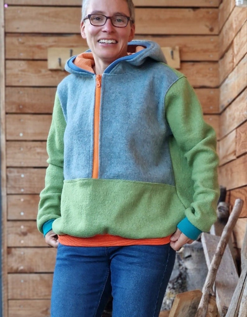 Walkhoodie Hoodie Retro Walkloden Wollpullover Pullover Kapuzenpullover für Damen Outdoor Sweatshirt Toyer warm oversize Bild 1
