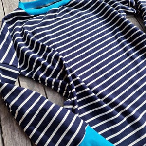 Sweatshirt batwing shirt ** Hanni ** retro stripes blue white, maritime, shirt for women, women&#39;s shirt with long sleeves, striped shirt, BOHO