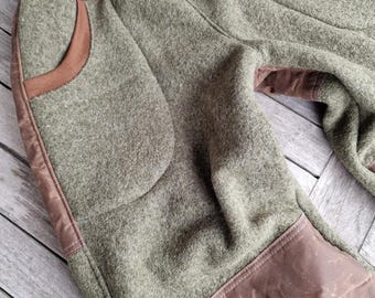 Size XL TAKE it AWAY olive wool women's trousers made of boiled wool, warm trousers, women's wool winter trousers, outdoor trousers, robust trousers, harem trousers