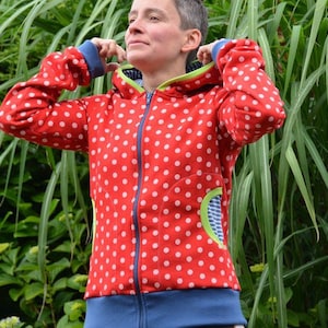 Chaqueta con capucha * Lori * Chaqueta con capucha Dottie Dots, Chaqueta de mujer, Chaqueta deportiva para mujer, Chaqueta de lunares, Chaqueta acogedora, Sudadera, Sudadera