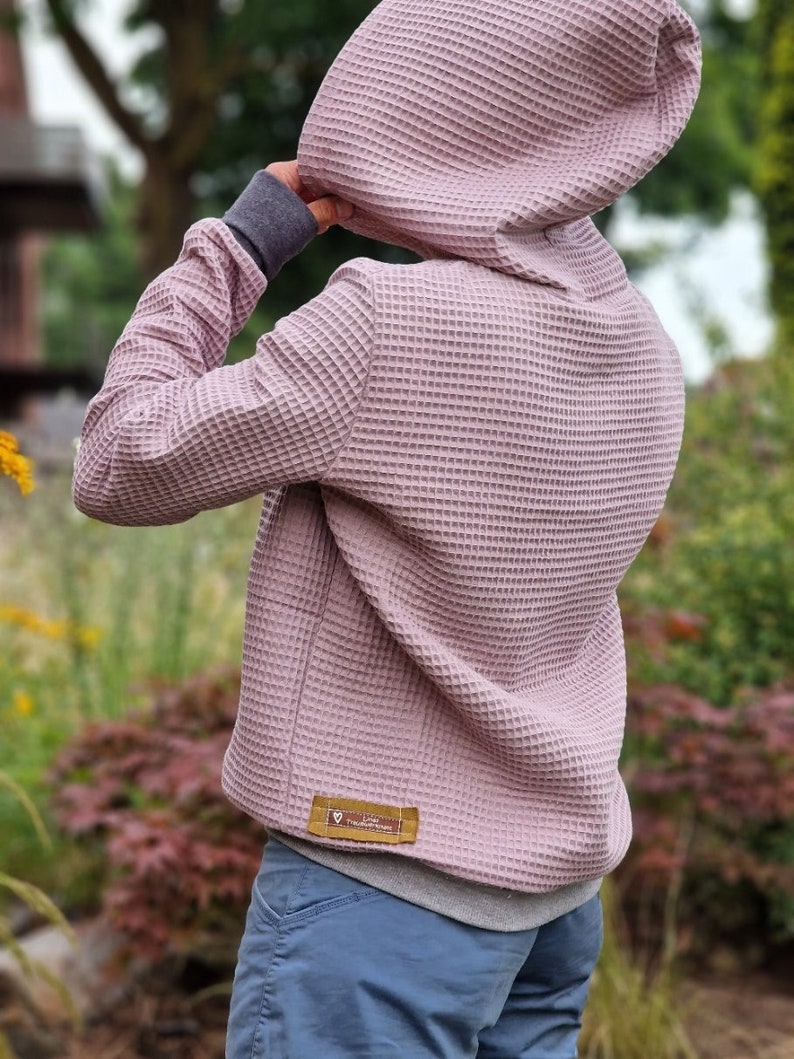 Waffel Musselin Hoodie , Kapuzenpulli, Kapuzenpullover, Pulli für Damen aus Baumwolle, Oberteil aus Musselin Oversized Waffelpullover Bild 1