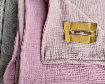 Muslin blanket, pink mauve, various sizes available. 4-layer muslin blanket, cozy summer blanket, bedspread, Scandinavian design.
