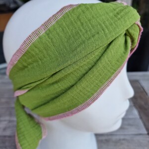 Musselinhaarband Kopftuch zum selber Binden Haarband aus Musselin Stirnband hellgrün grün Bild 6